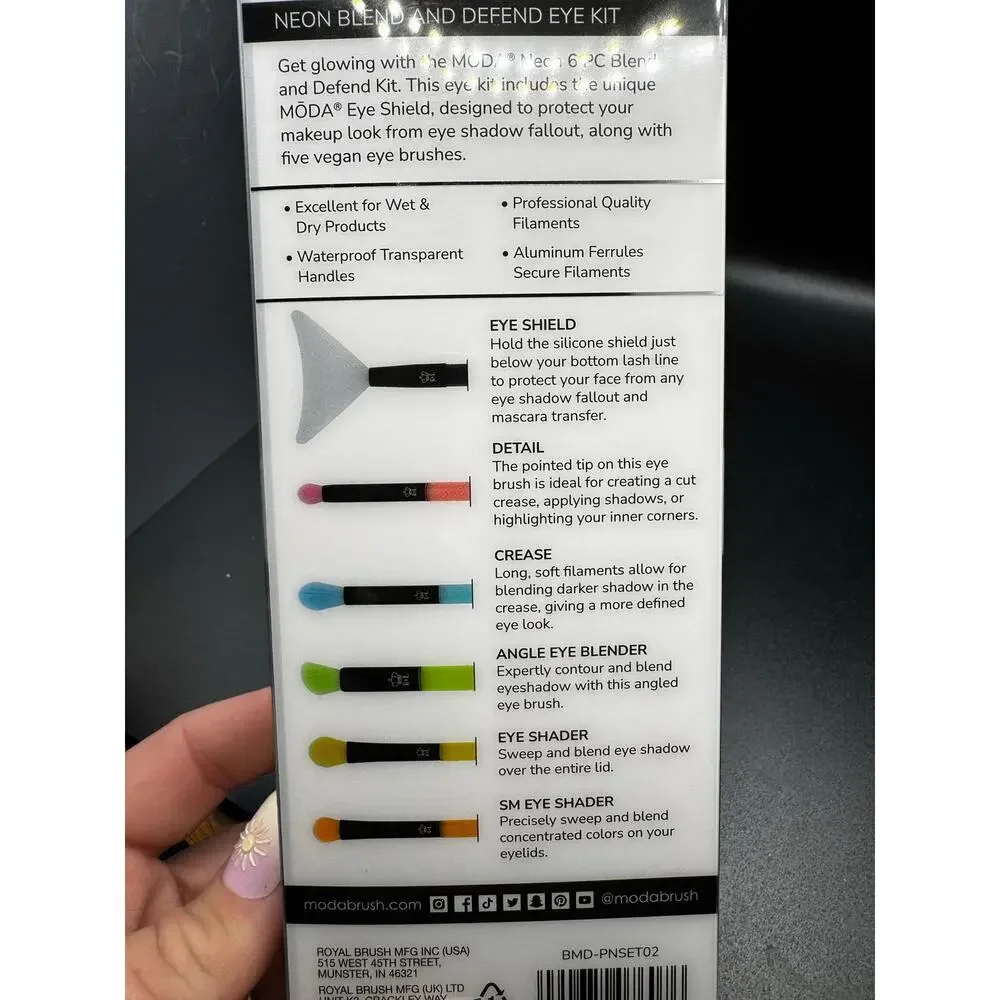 NWT Moda Neon 6pc Eye Brush Set